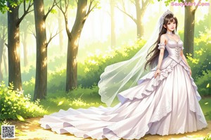 A woman in a wedding dress with a flower crown on her head.