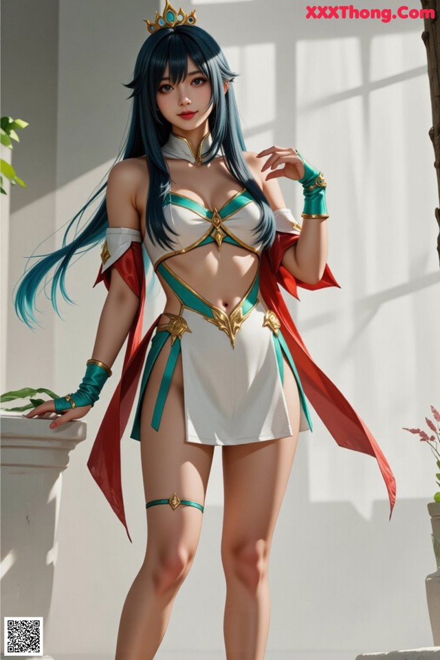 Hentai - Under the Radiance of Celestial Grace Set.2 20250124 Part 8 No.c4e80e A woman in a white and red outfit with a crown on her head.
