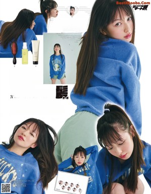 A woman with long black hair is posing for a magazine.